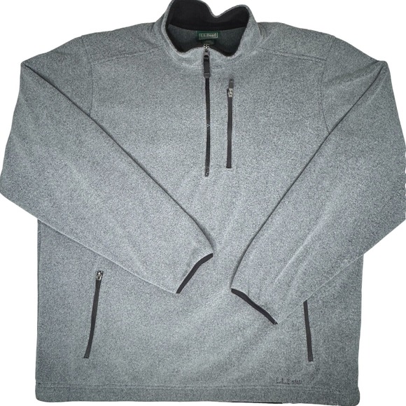 LL Bean Fleece Mens Sz XL Tall Gray Polartec 1/4 Zip Pullover Jacket Gorpcore - Picture 1 of 9
